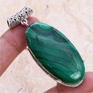 Earth Art Artisan Emerald and Silver Pendant Necklace